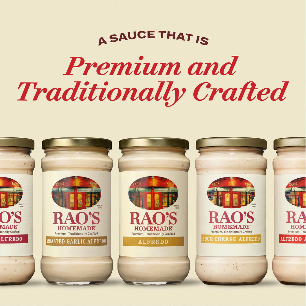 Whole30-compatible Rao's Alfredo sauce pairs with chicken or vegetables.