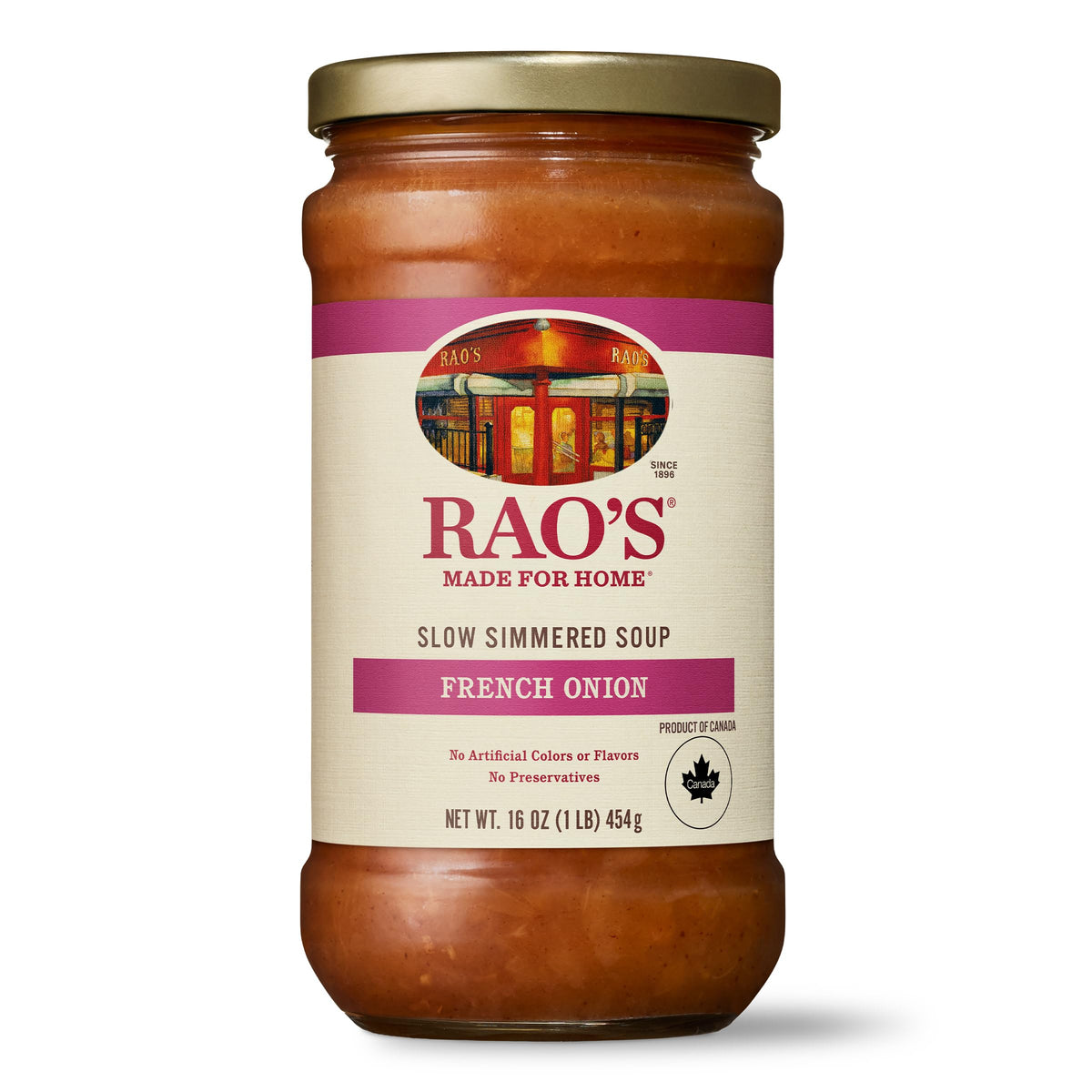 Rao's Homemade French Onion Soup 16oz can with steam ready to serve