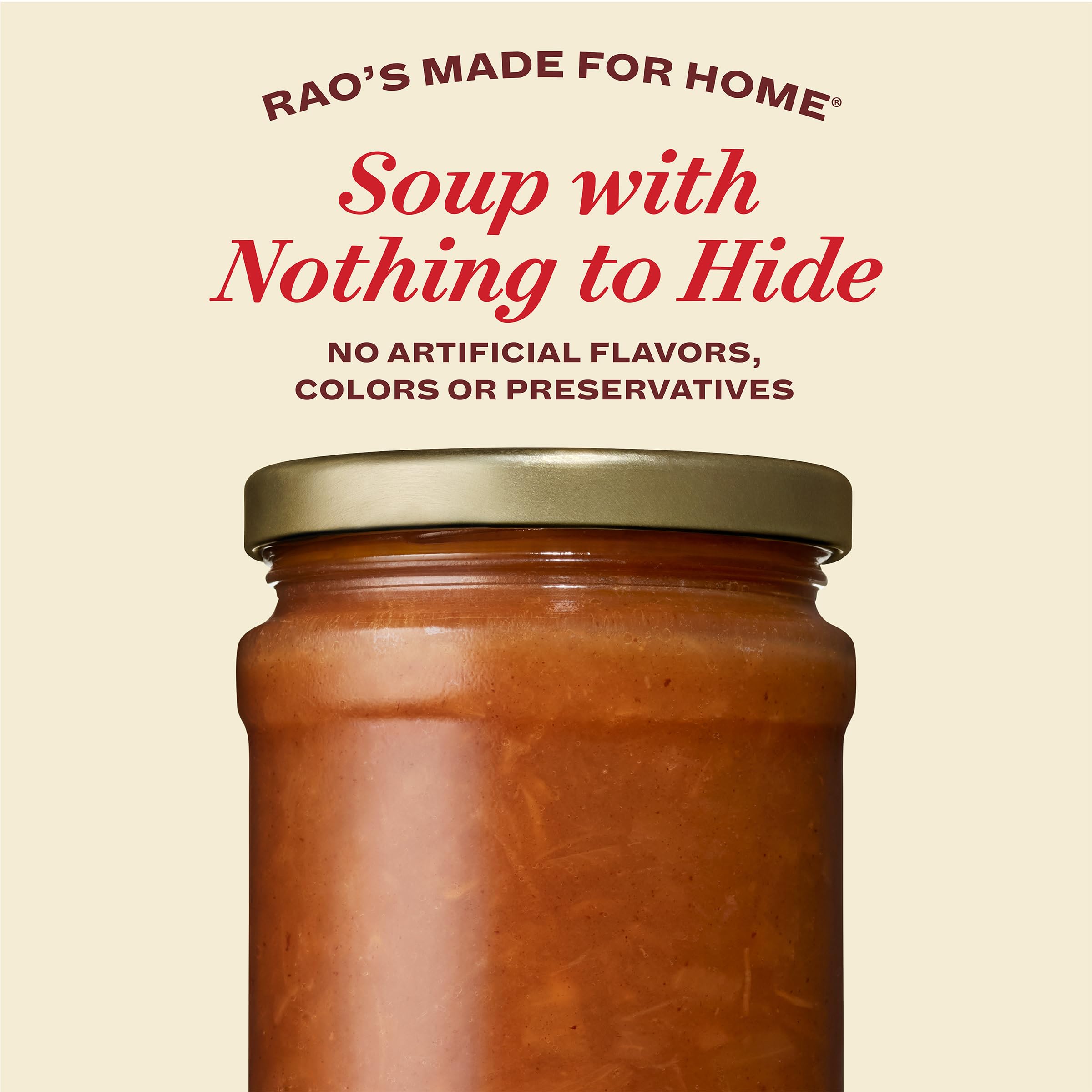 Rao's served soup in mug highlighting comforting aroma