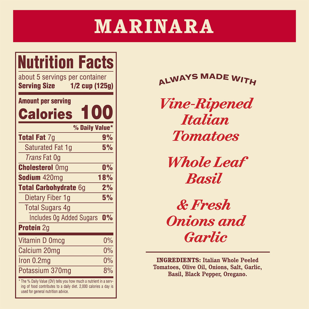 Rao's Marinara ingredients: tomatoes and olive oil showcased for quality