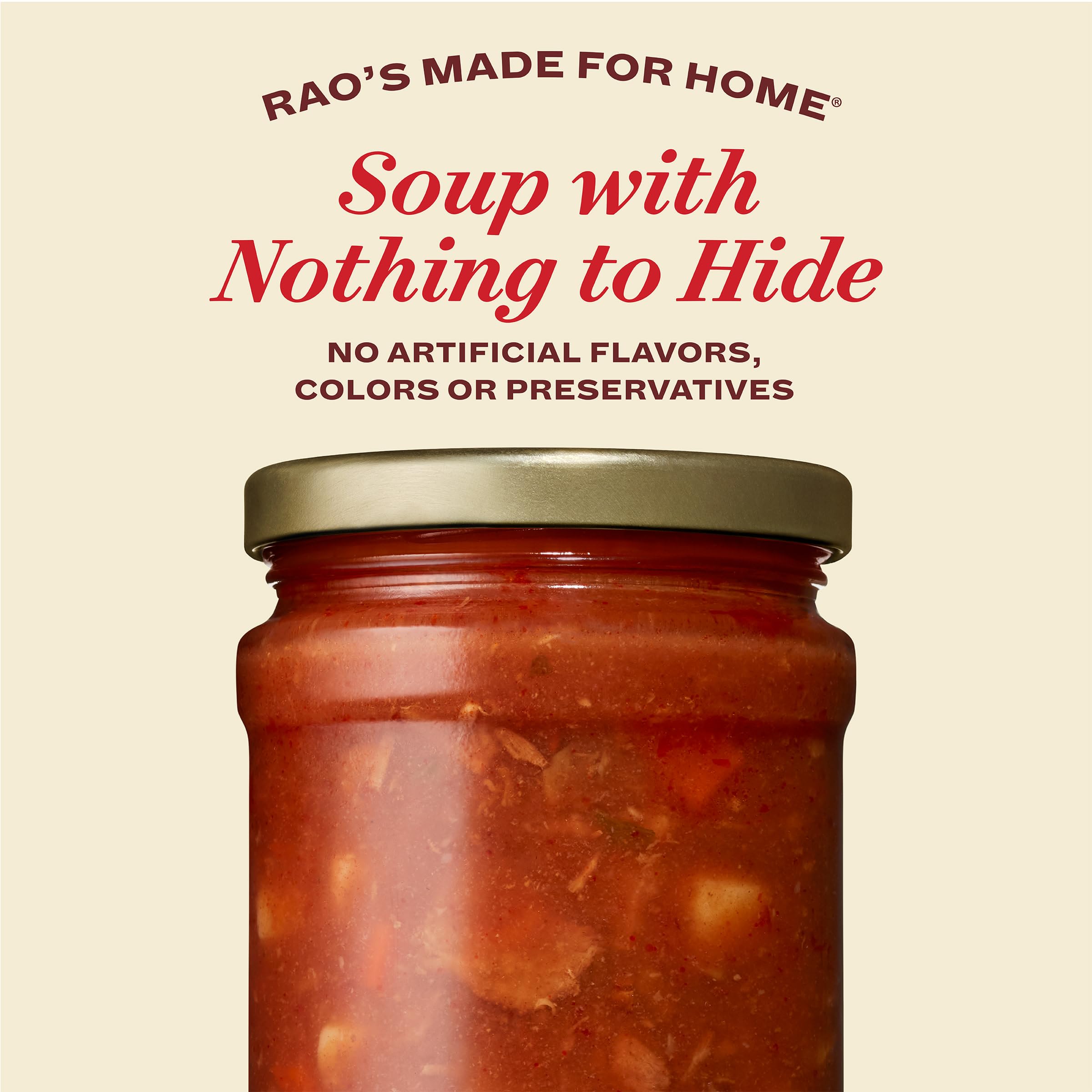 Raos Homemade Tuscan Beef Soup served in a bowl invites comforting meals.