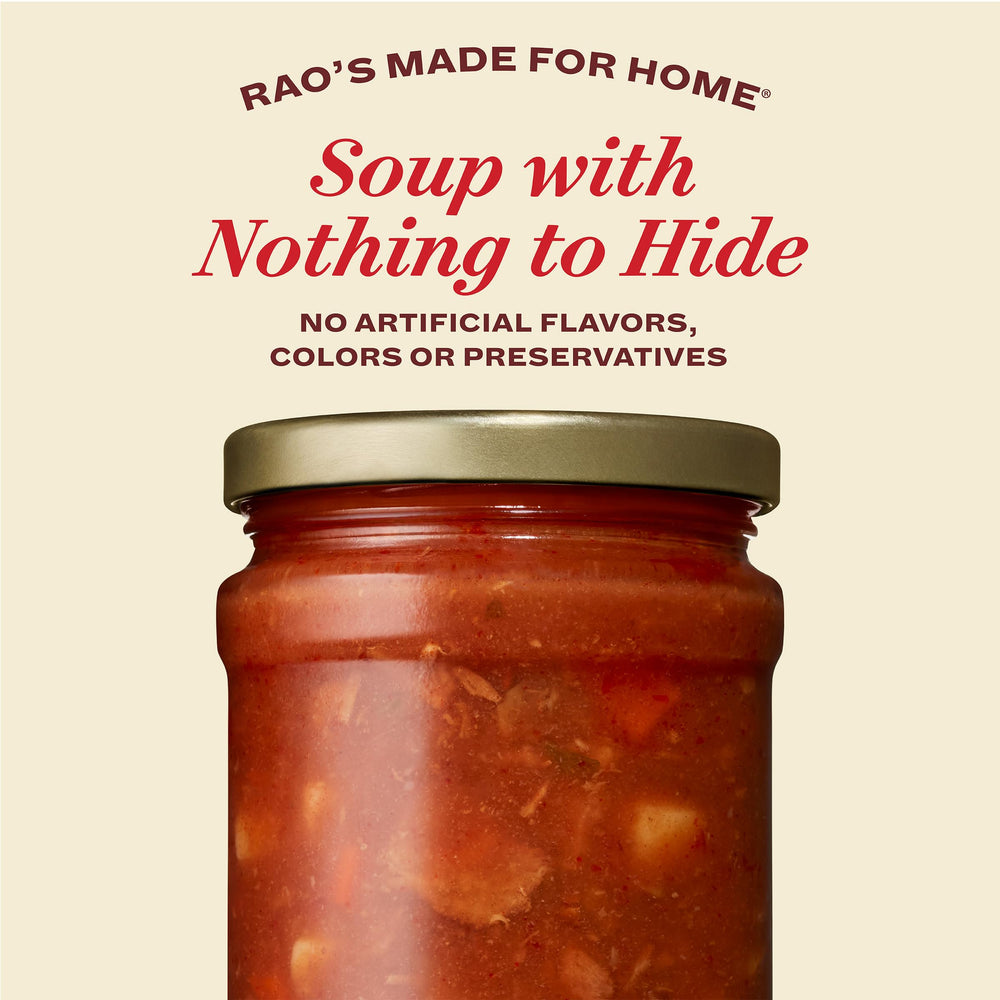 Raos Homemade Tuscan Beef Soup served in a bowl invites comforting meals.