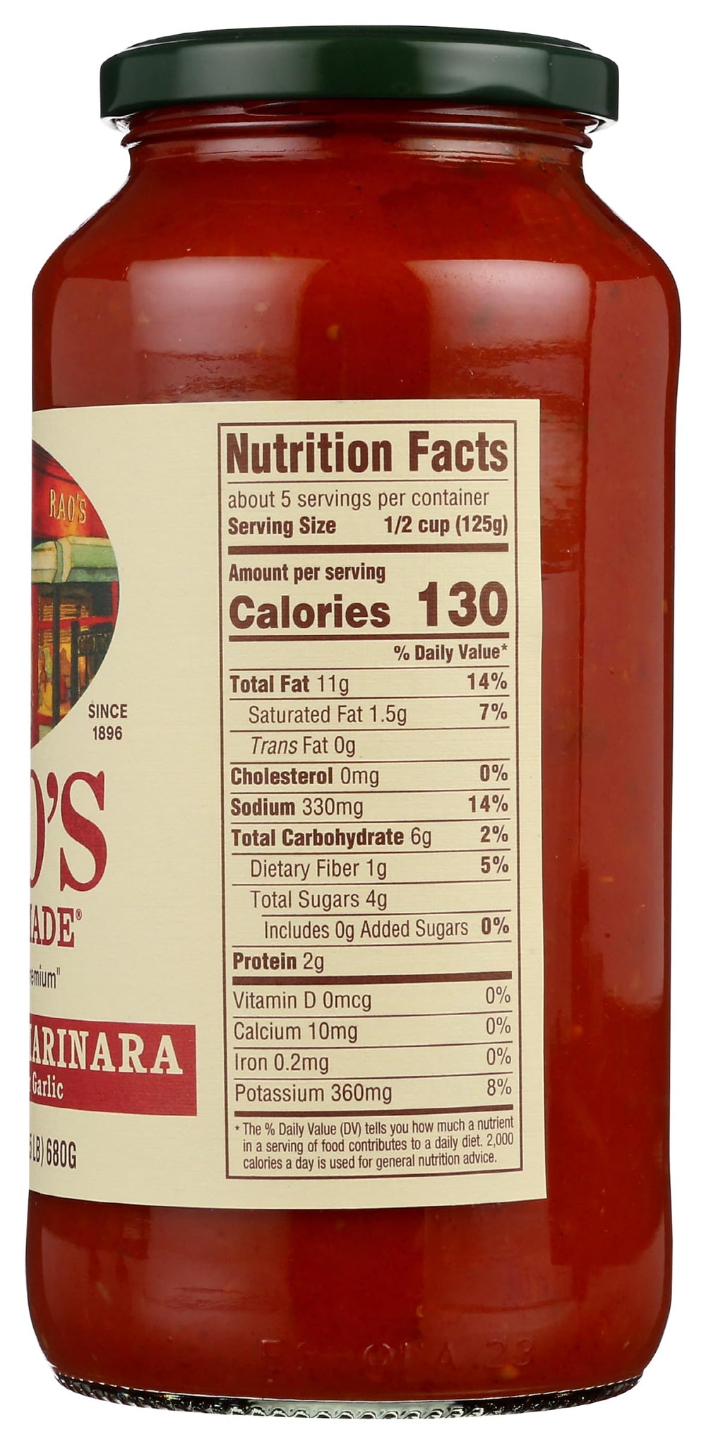 Rao's Sensitive Marinara bottle pour ideal for quick weeknight pasta