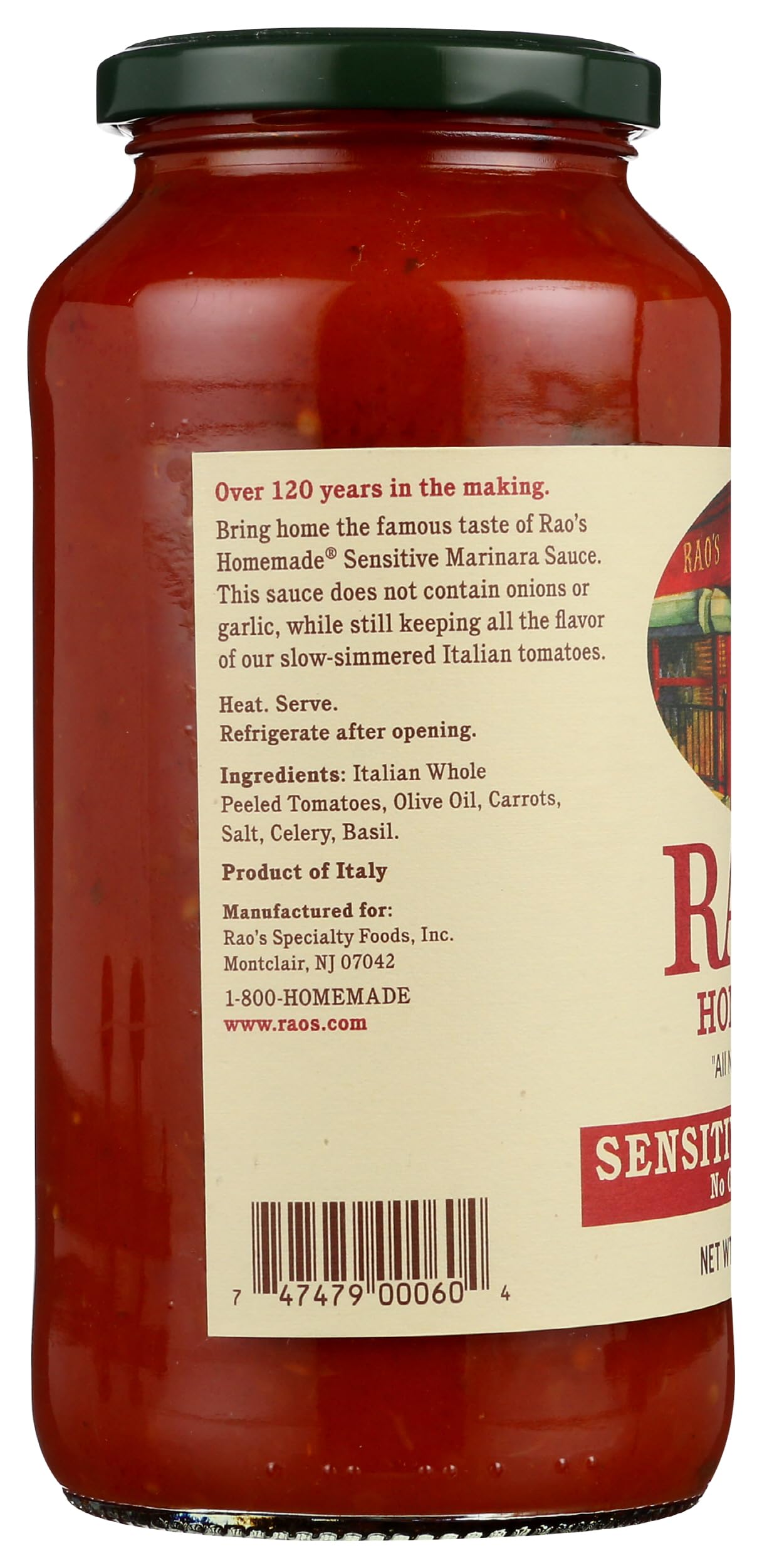 Rao's Sensitive Marinara served over pasta, carb-conscious option