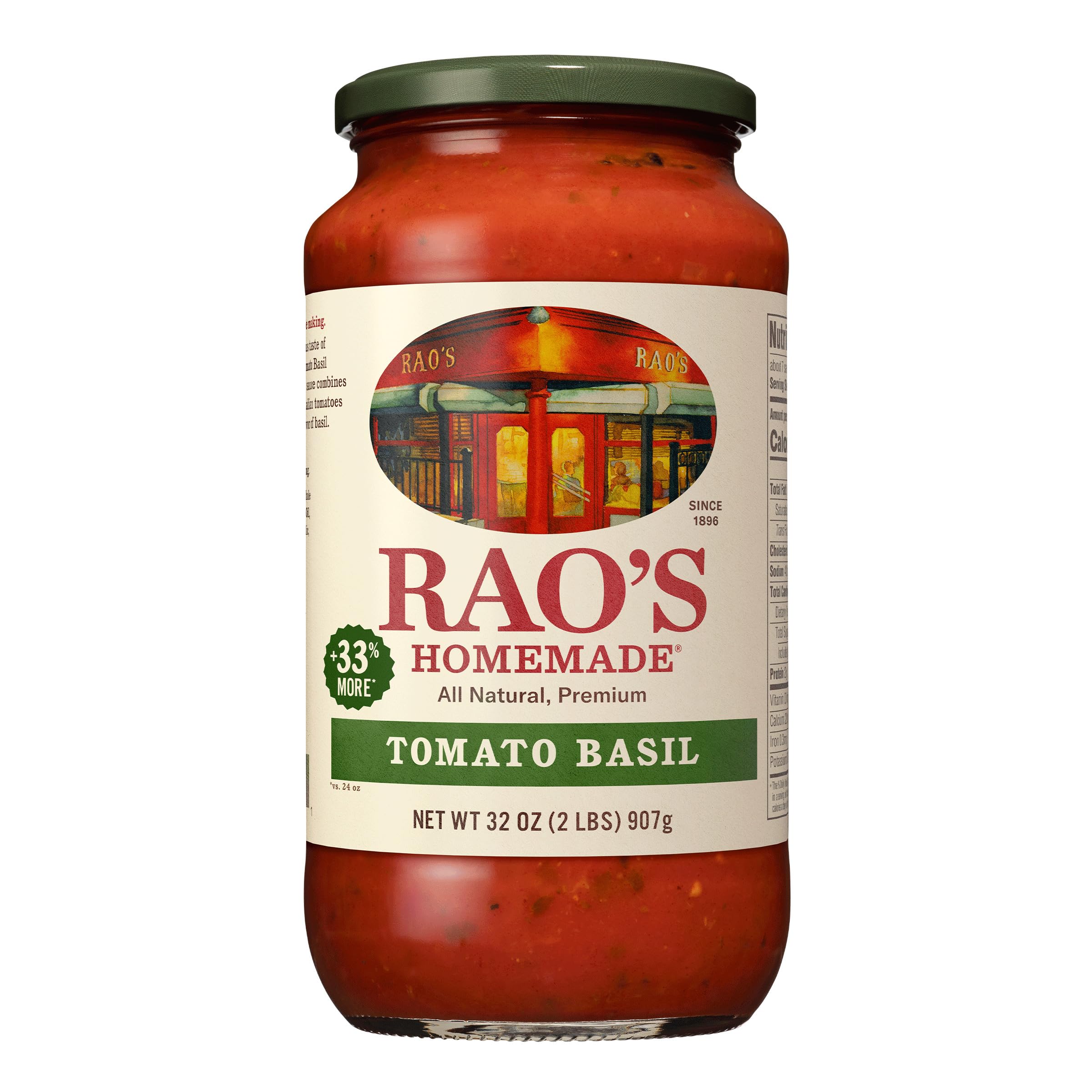 Rao's Tomato Basil Sauce jar front view ideal for quick weeknight pasta meals