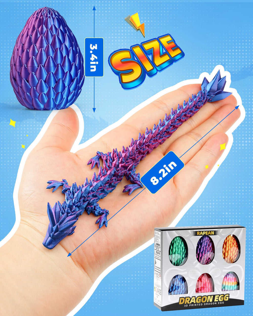 Rapean dragon egg with inside figure ready for display and storytelling