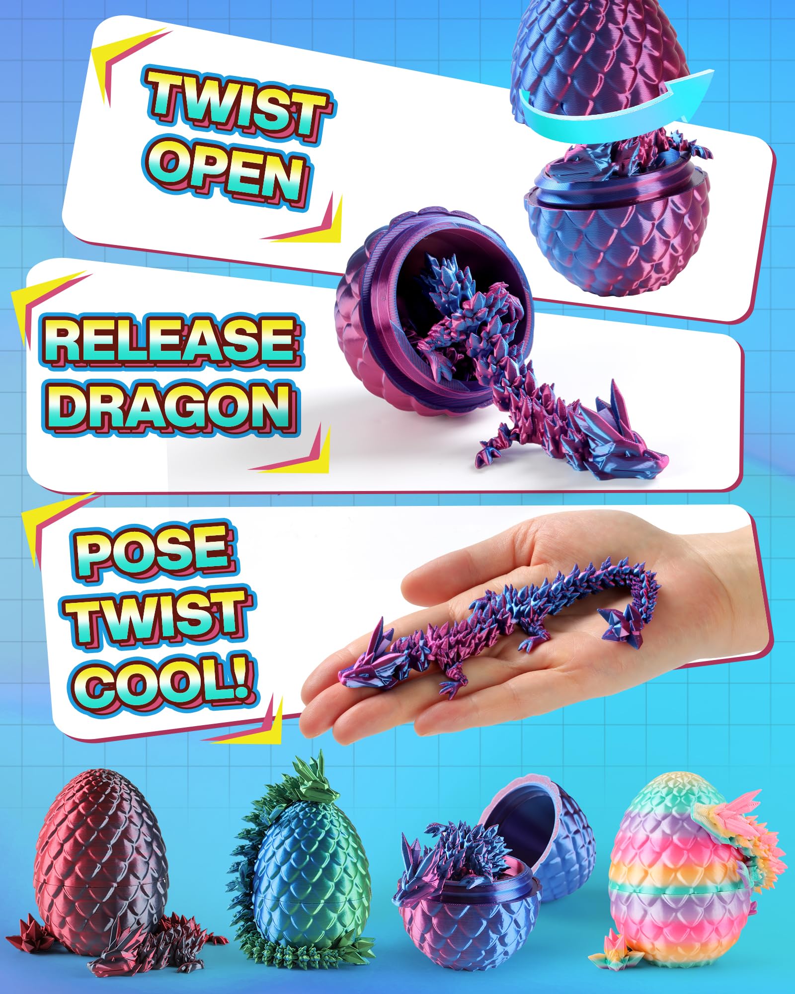 Rapean Easter eggs with hidden dragon, unique gift for collectors.