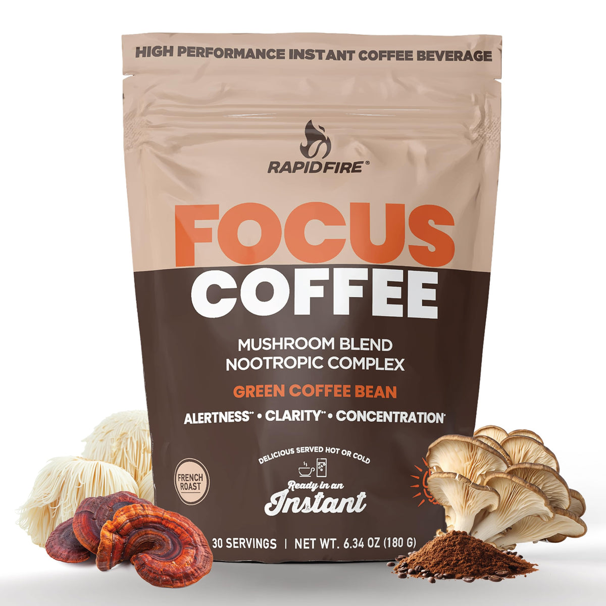 Rapid Fire Focus Coffee instant pack for quick energy on the go.