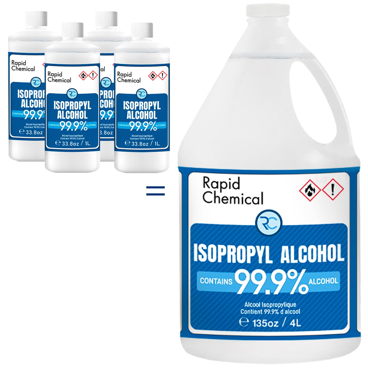 RAPID PROTECTANT 99% IPA bottle pour demonstrates quick surface cleaning.