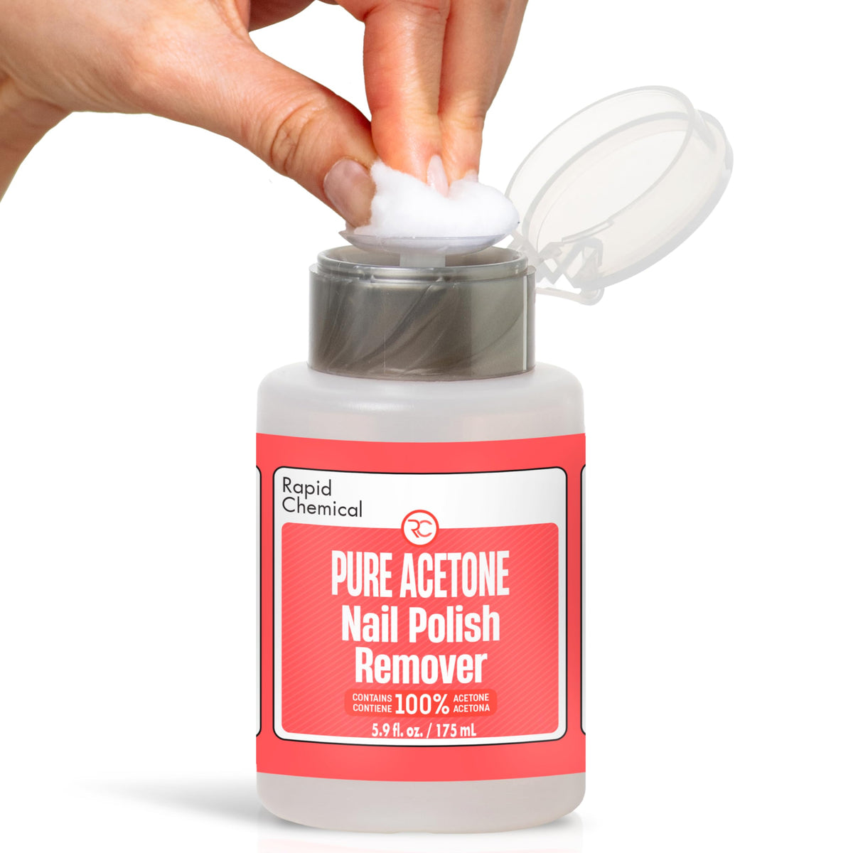 RAPID PROTECTANT Pure Acetone bottle with built-in pump for mess-free polish removal