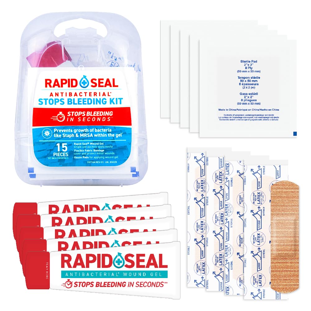 Rapid-Seal 15pc kit case with wound care essentials for emergencies