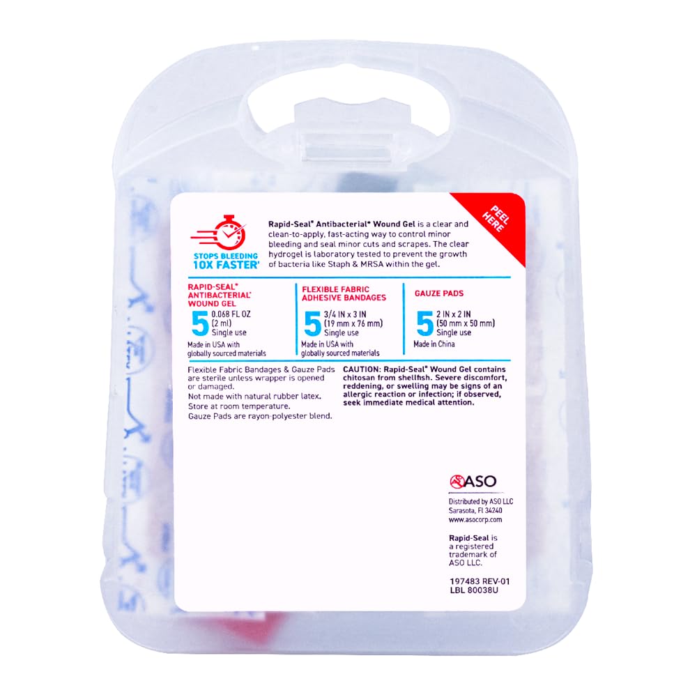 Compact emergency kit inside fits backpacks and glove compartments