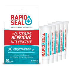 Rapid-Seal Wound Gel bottle front view demonstrates quick, clear action for minor cuts