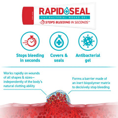 Rapid-Seal Wound Gel stops minor bleeding quickly with a clear, smooth application.