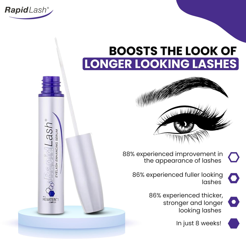 Close lash-line detail of the brush applying serum for targeted conditioning.