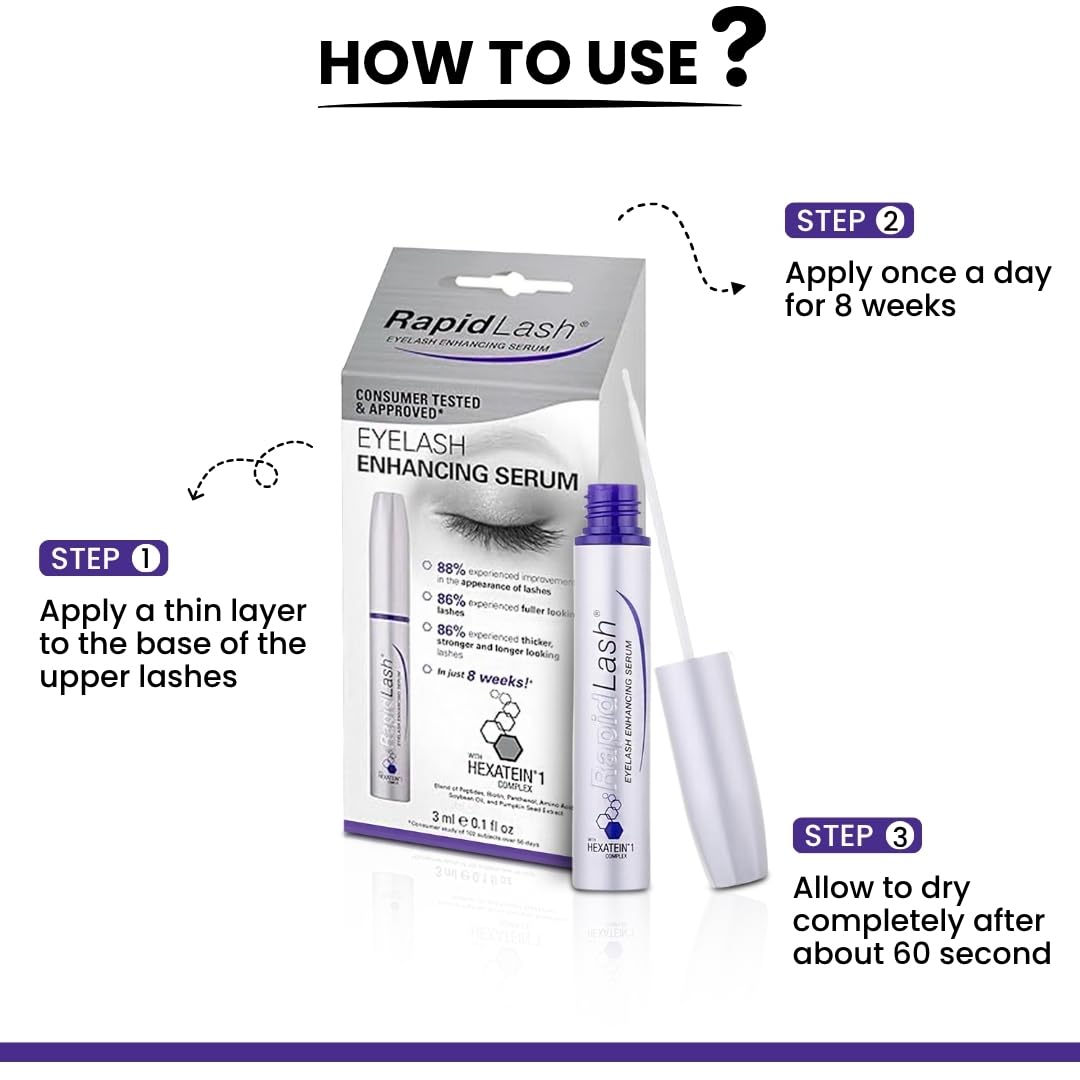 Cruelty-free label on RapidLash serum emphasizes a clean, fragrance-free formula.