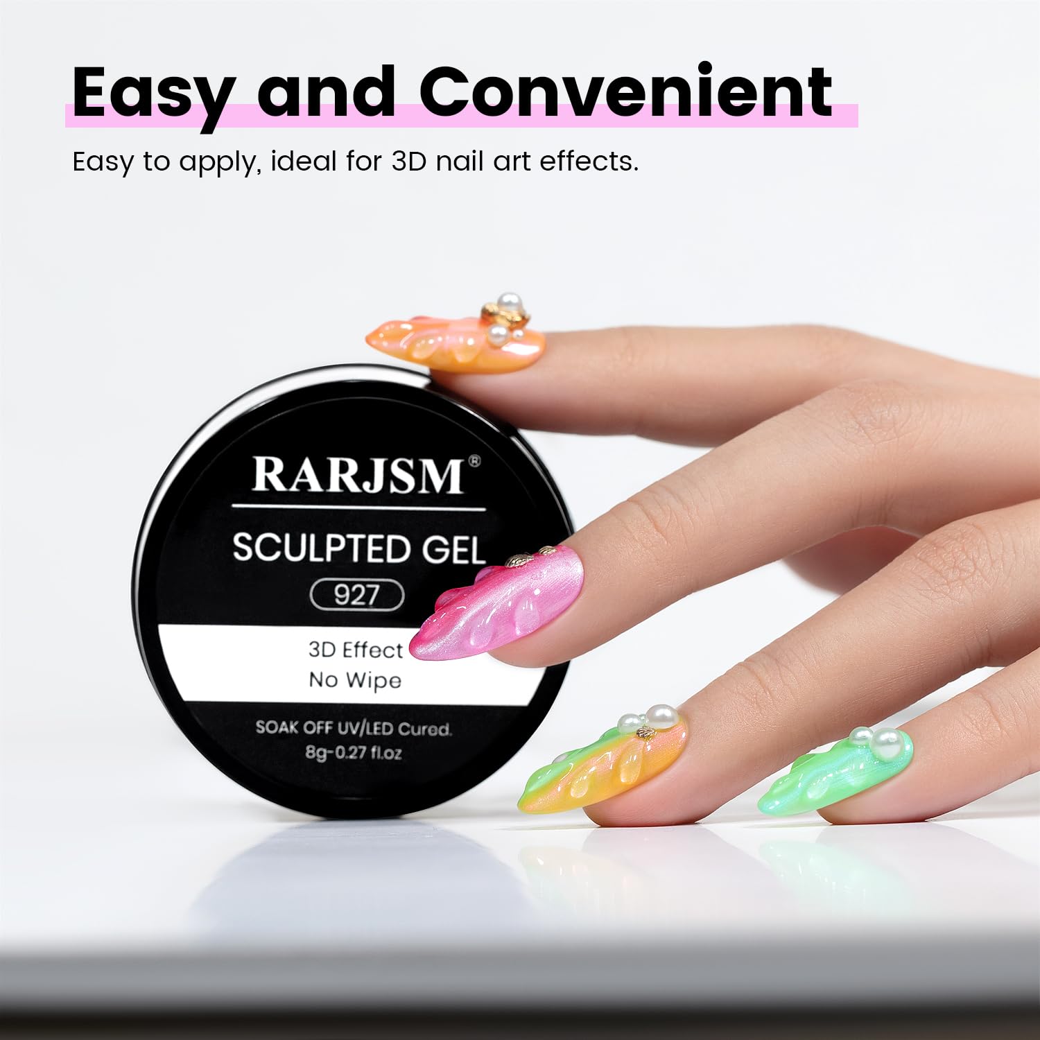RARJSM 3D line-design gel enables intricate patterns with defined shapes.