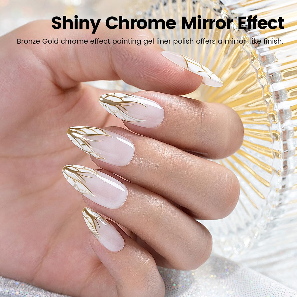 RARJSM chrome mirror finish gel creates light-reflective nails.