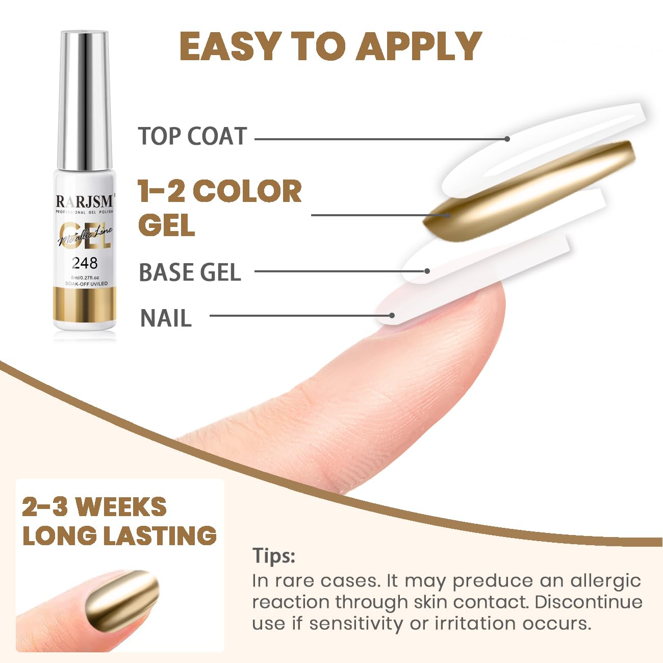 RARJSM versatile gel supports minimalist to detailed nail designs.
