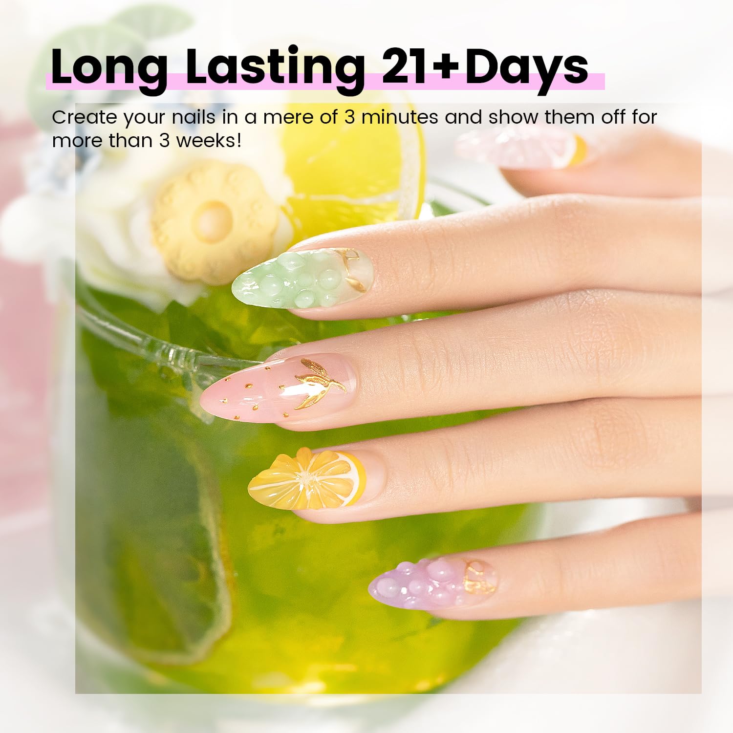 RARJSM nail charm adhesive gel securely bonds gems and charms for long wear.