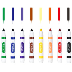 Markers stored in sturdy box enable quick classroom setup.