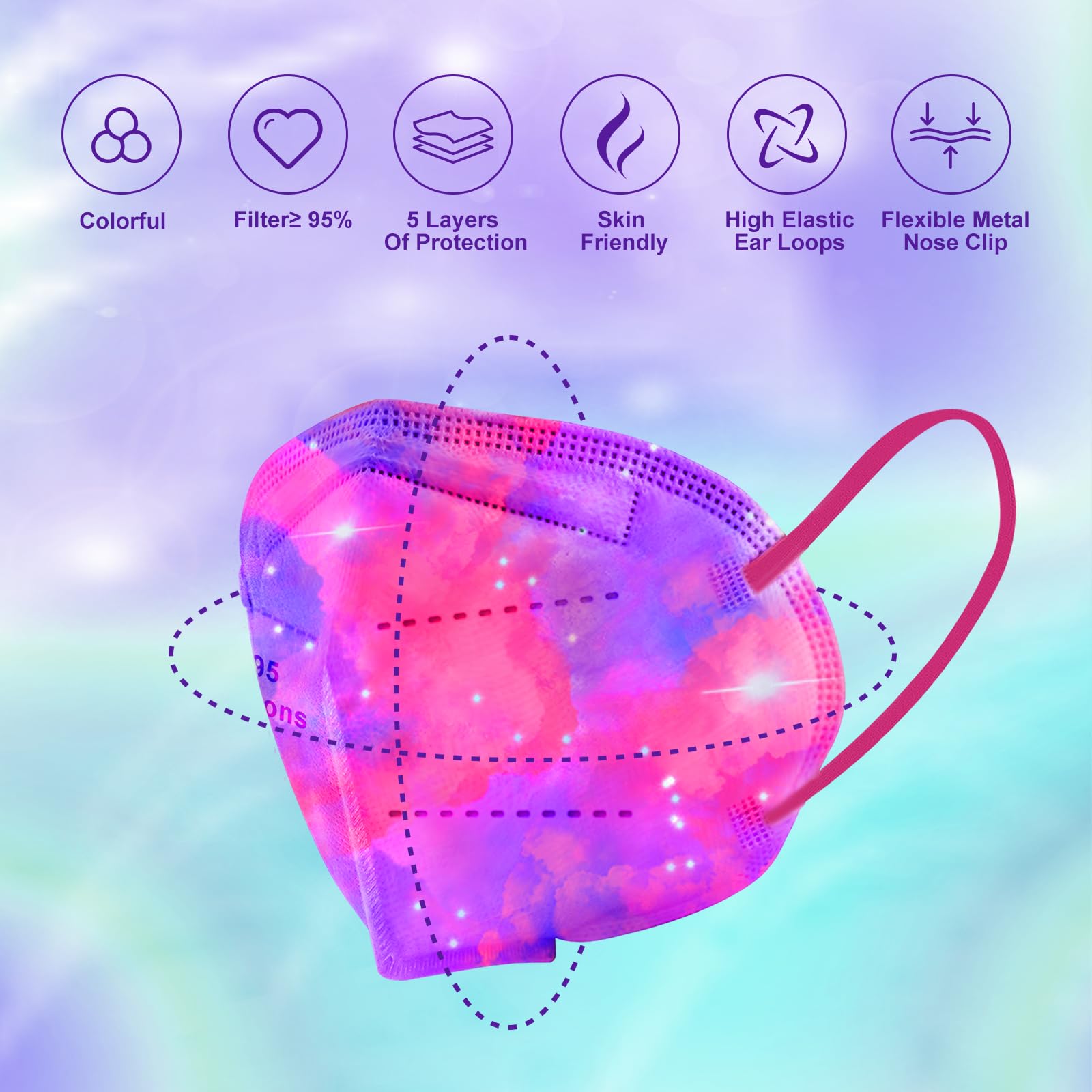 Rasav KN95 mask galaxy pattern 02 for everyday wear and dust filtration