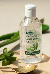 Raslok Aloe Vera Gel being applied to face for daily moisturization.
