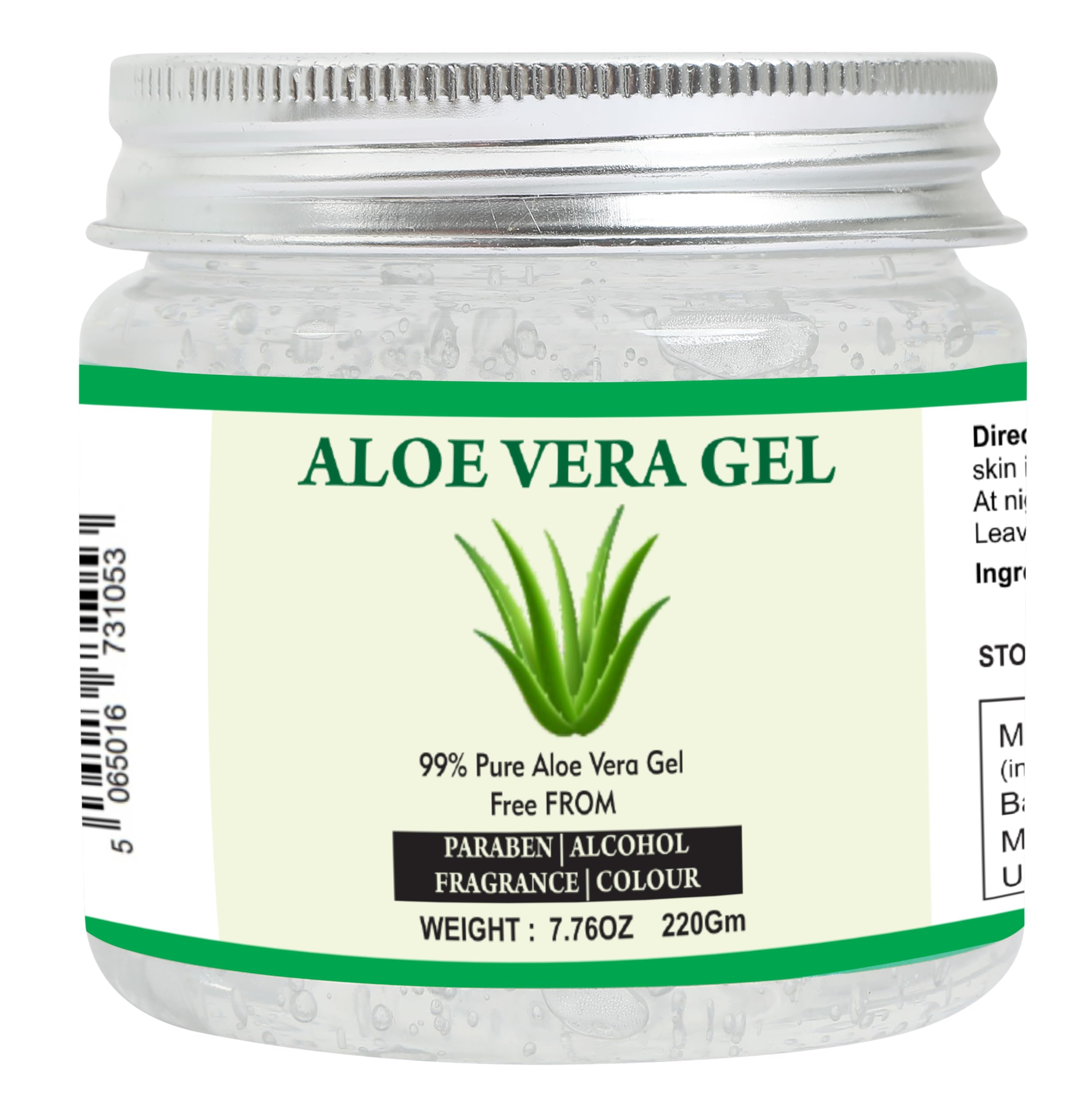 Raslok Aloe Vera Gel bottle front view showing hydration-friendly natural formula.