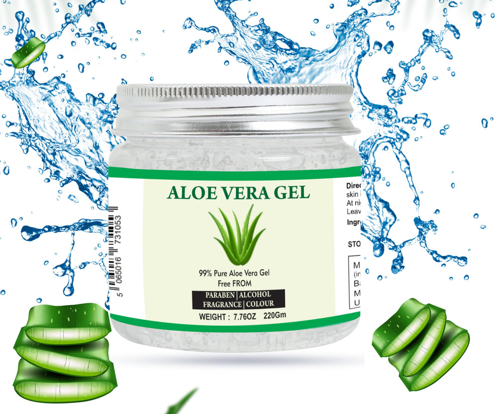 Raslok Aloe Vera Gel texture on skin signaling lightweight hydration.
