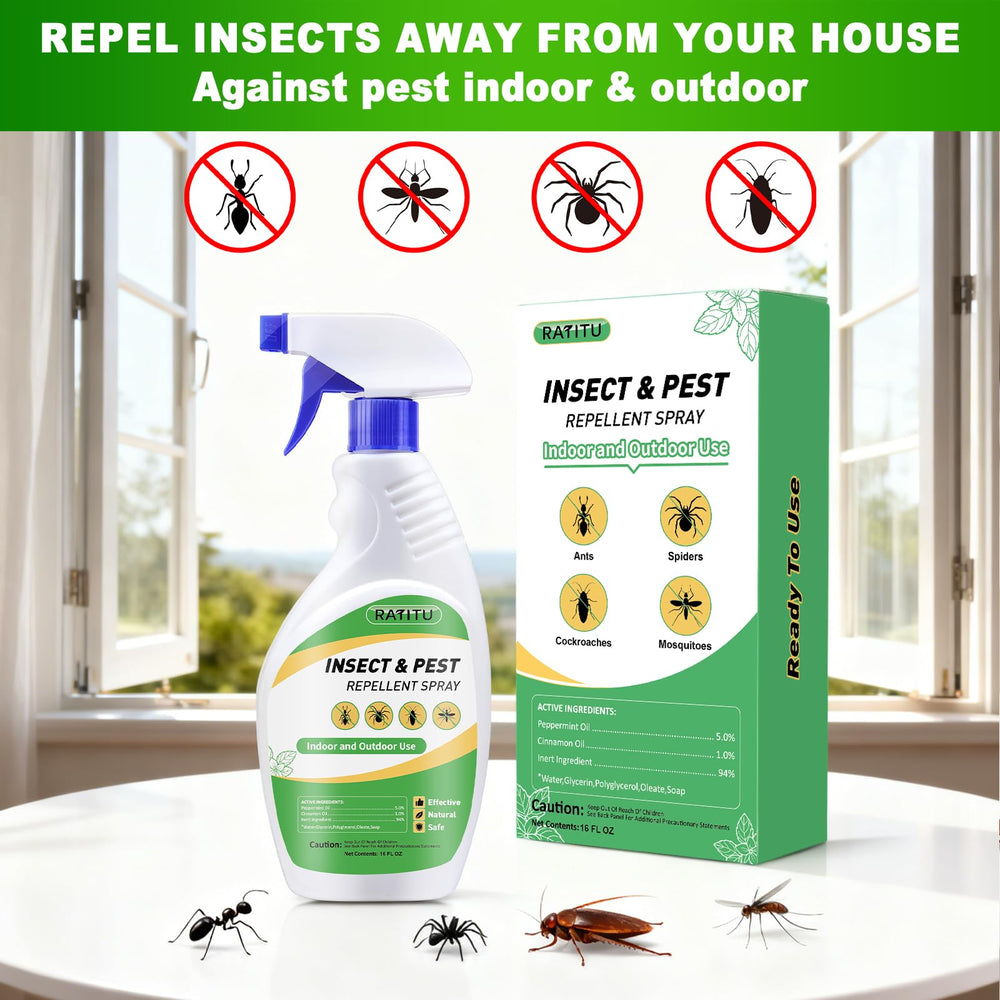 RATITU Peppermint Oil Spray used indoors to deter ants and spiders safely.