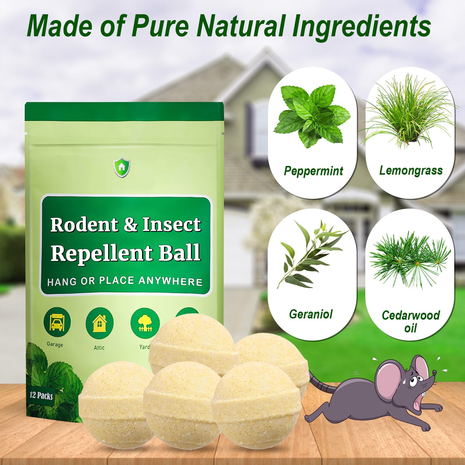 RATITU repellent balls suitable for wide indoor and outdoor areas