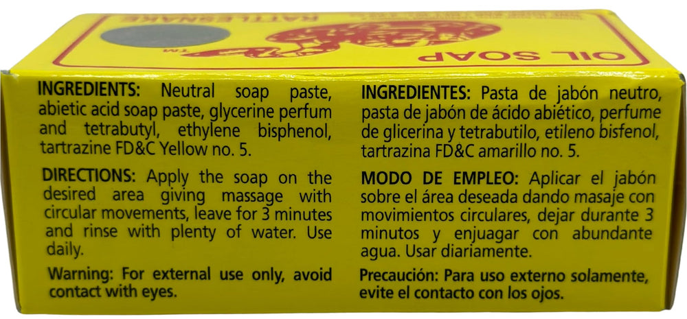 Rattlesnake oil soap close-up bar reveals natural minerals and herbs in a smooth lather.