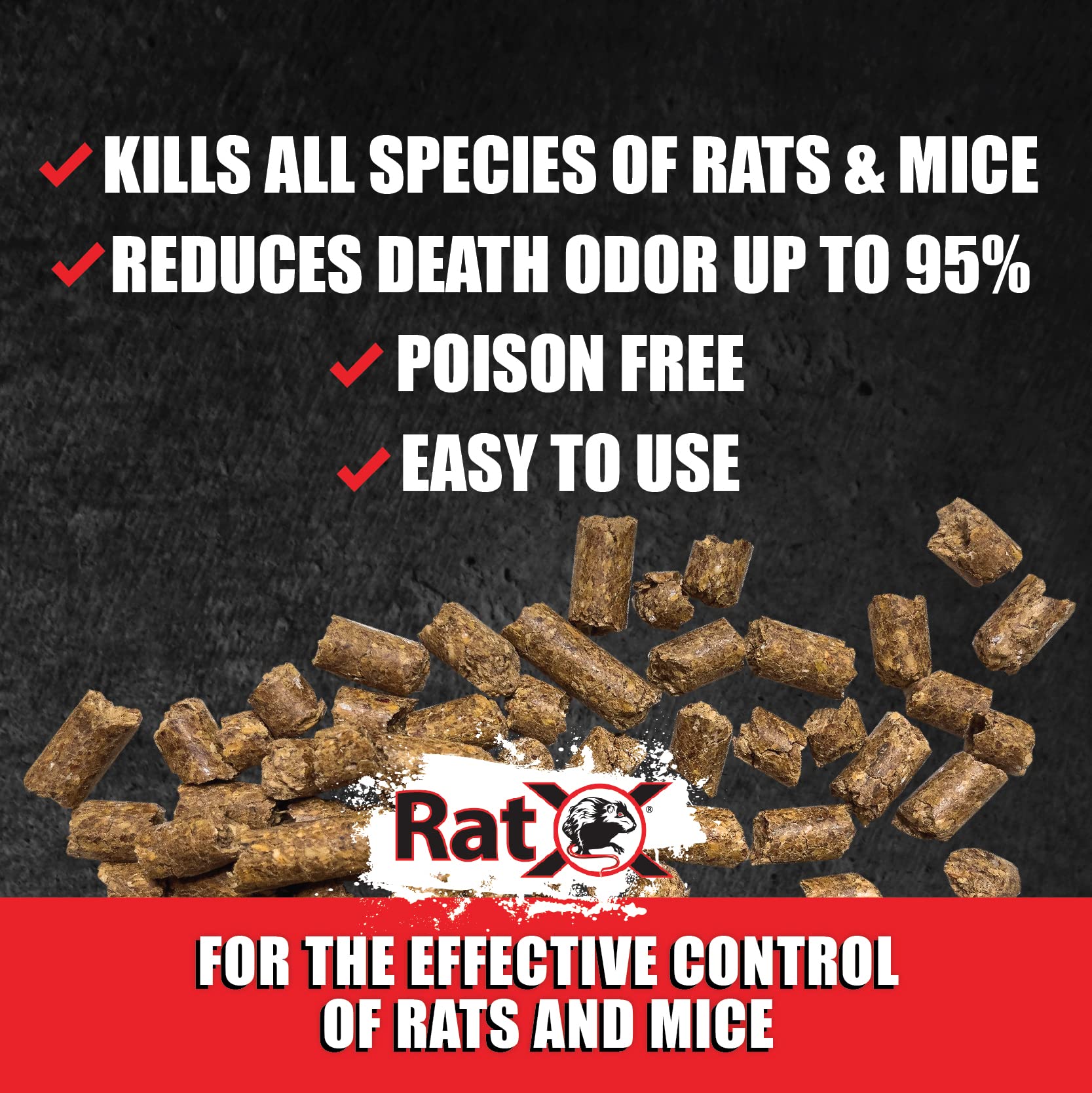 RatX pellets suitable for barns and livestock areas.