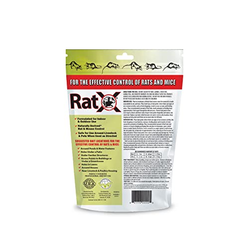 RatX pellets safe around people and pets for household use.