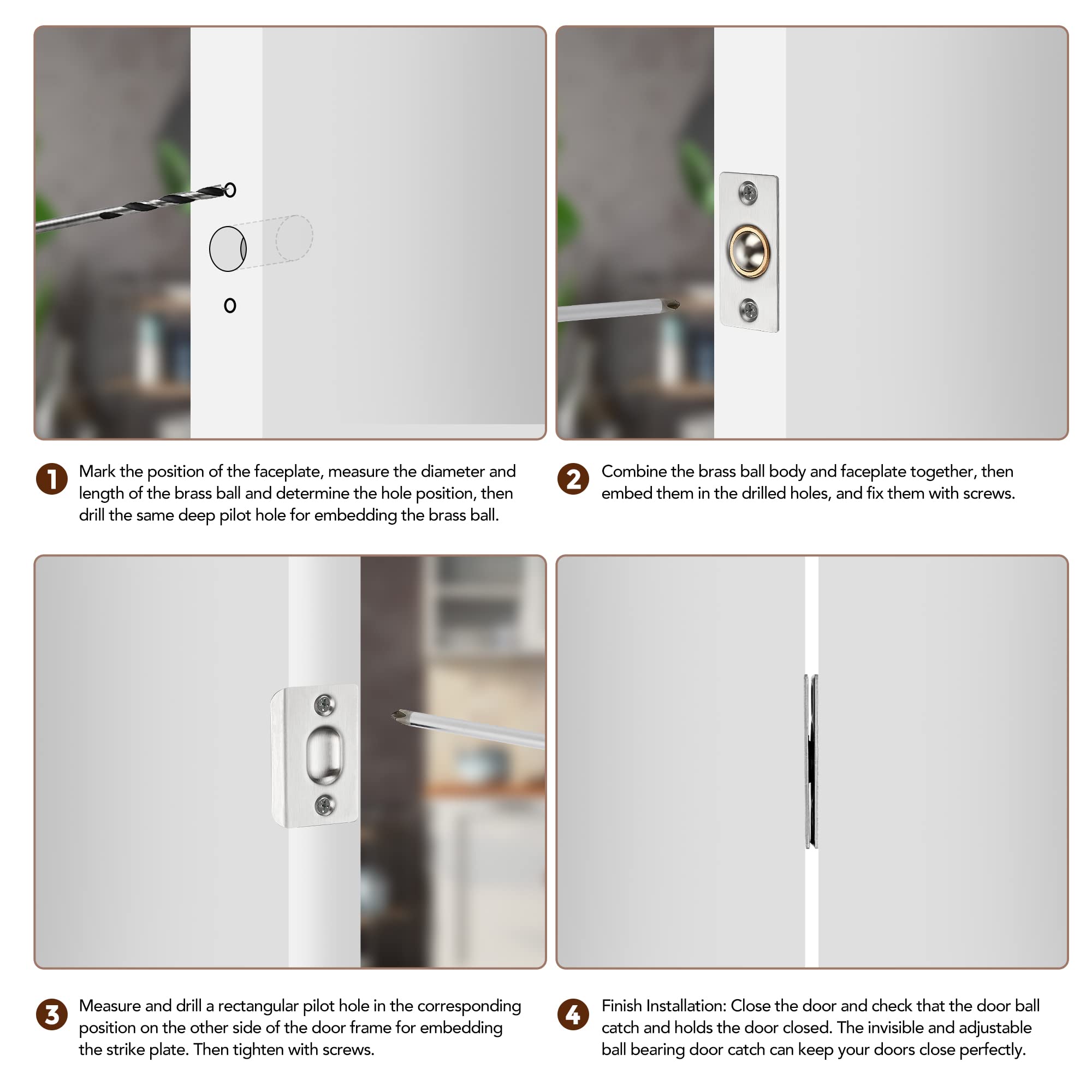 Ravinte silver door catch pack for quick closet upgrades