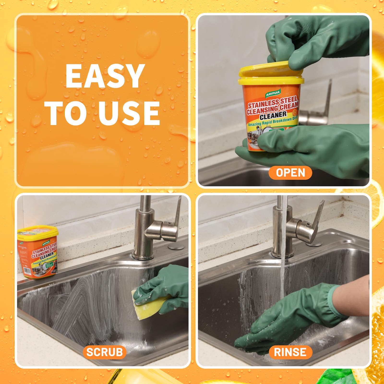 RAVPUIA cleaner cleans oven interiors to dissolve burnt-on deposits.