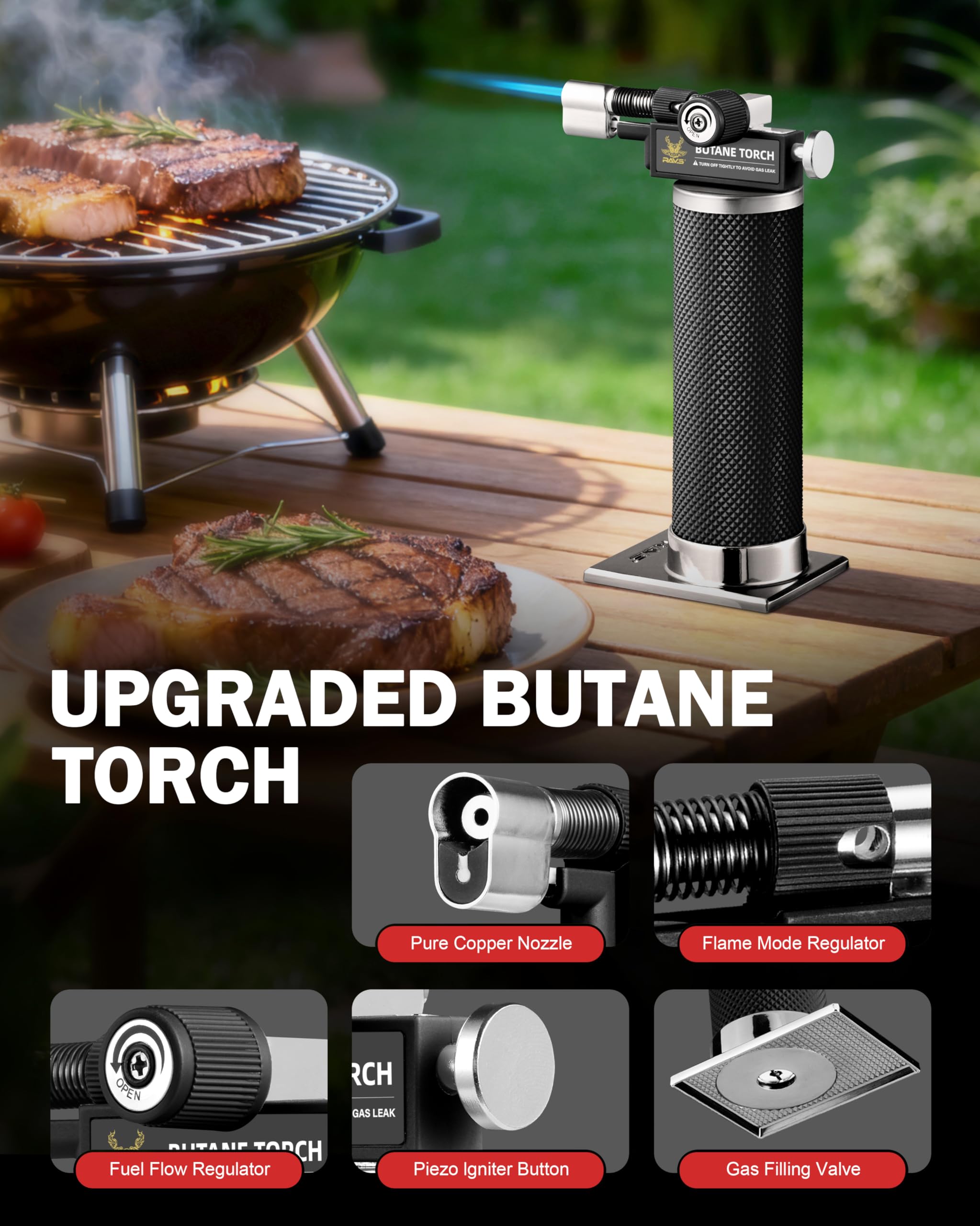 RAVS piezo ignition mini torch for quick one handed lighting