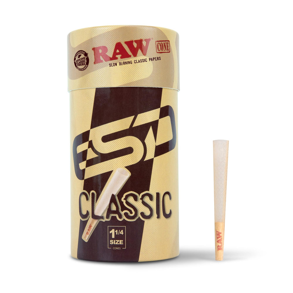 RAW Classic 1-1/4 cones with tips and packing tubes ready for filling