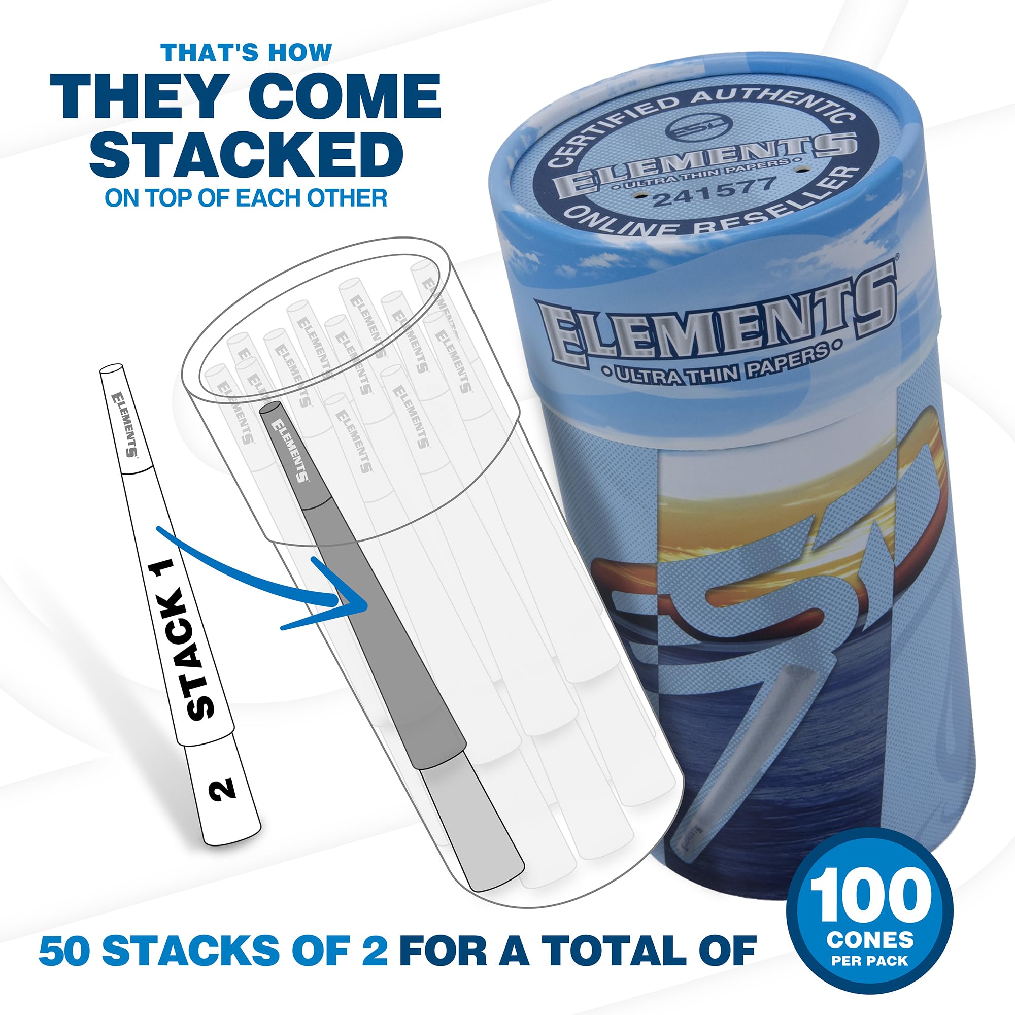 RAW Elements cones with tips and packing tubes included for convenient use.