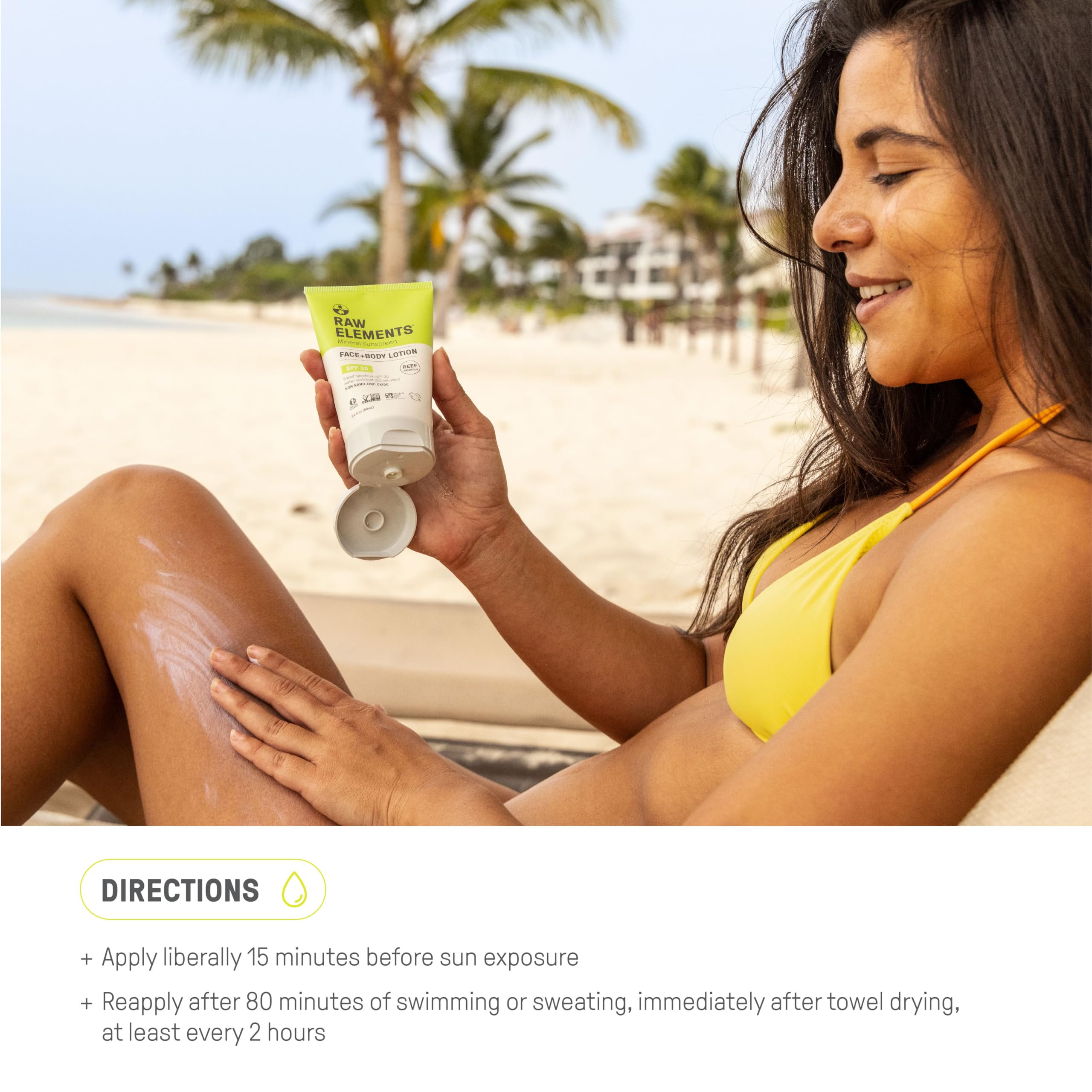 Raw Elements SPF 30 sunscreen ready for smooth skin application.