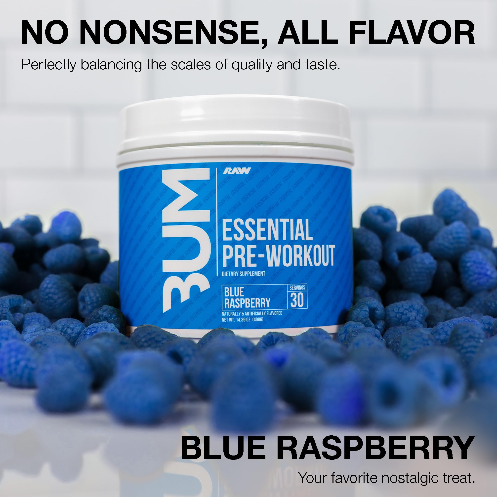 RAW Essential Pre Blue Raz mixed in shaker before gym sessions