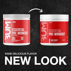 RAW Essential Pre-Workout Fruit Burst scoop shows convenient pre-workout dosing.