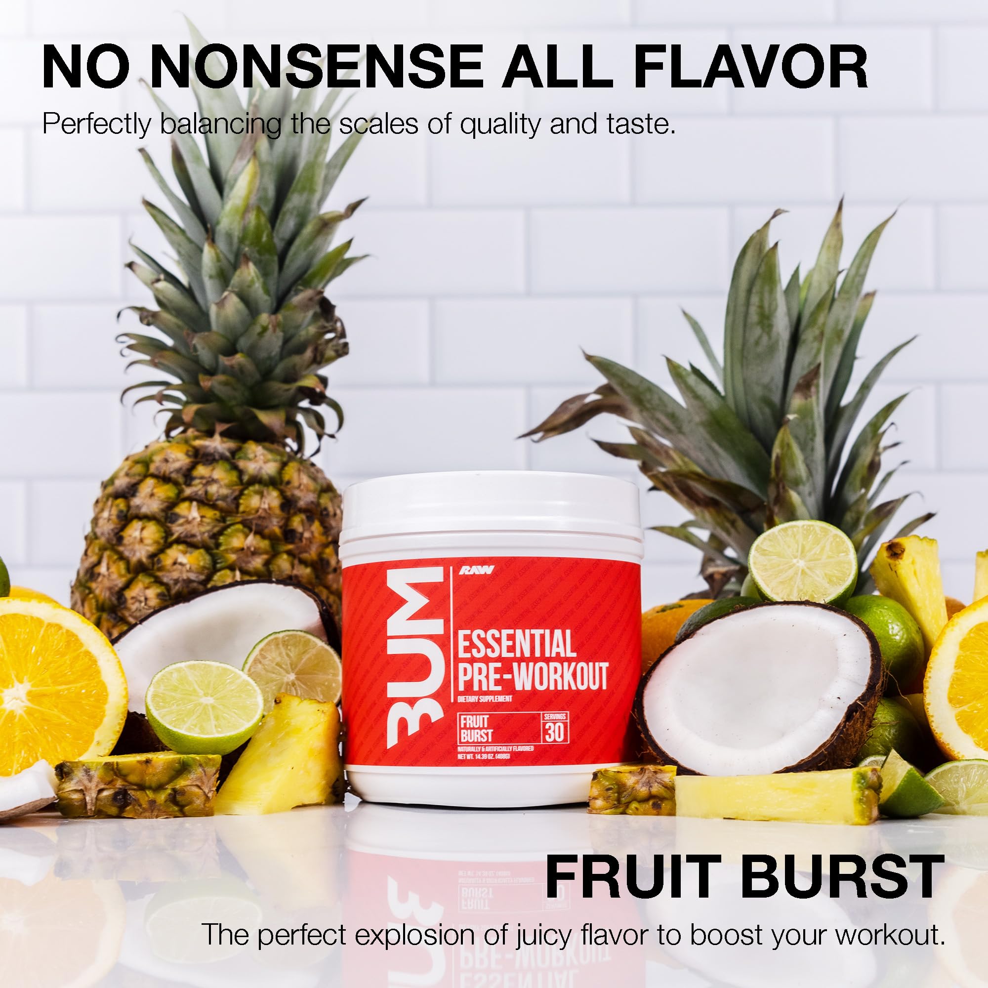 Shaker with RAW Essential Pre-Workout Fruit Burst blends smoothly.