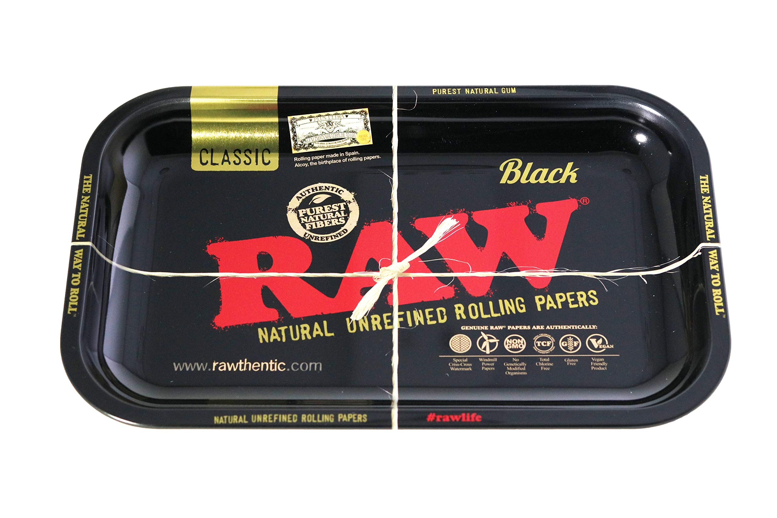 RAW Gold and Black tray side view highlights durable metal with premium finish.