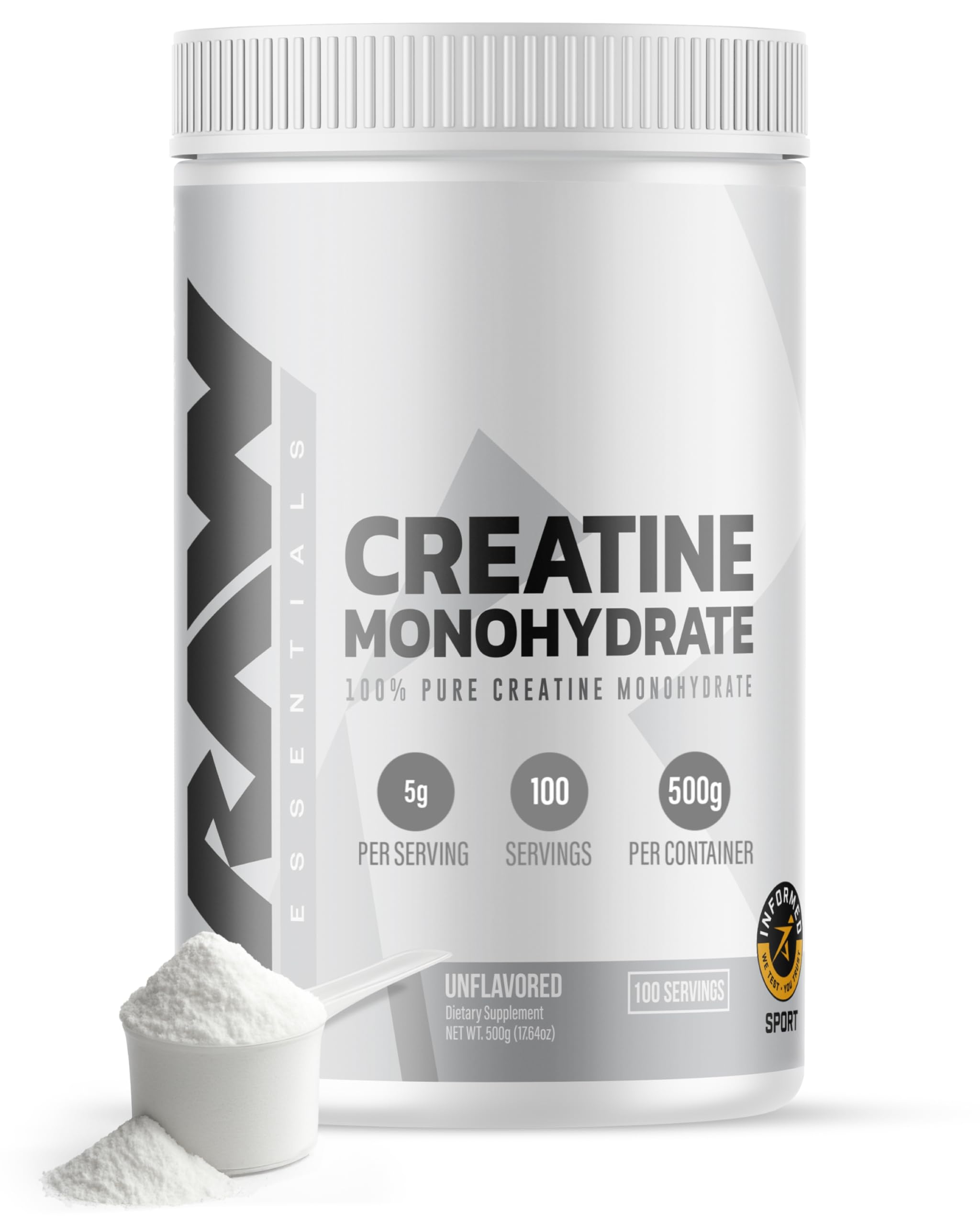 RAW Nutrition Creatine Monohydrate powder bottle for consistent training energy