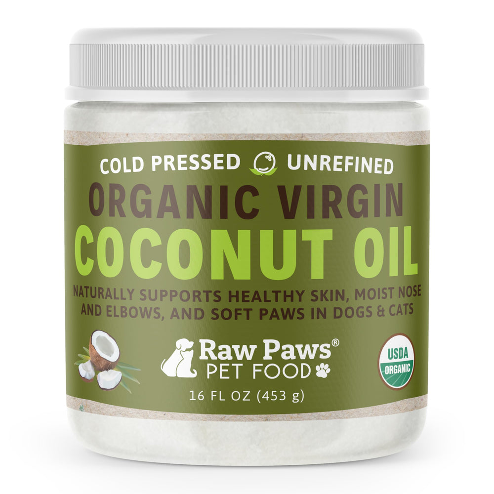 Raw Paws coconut oil bottle pour for easy topical application on skin