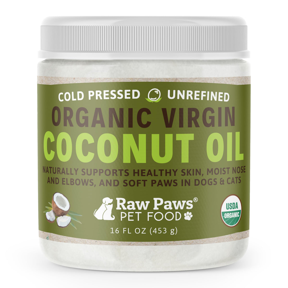 Raw Paws coconut oil bottle pour for easy topical application on skin