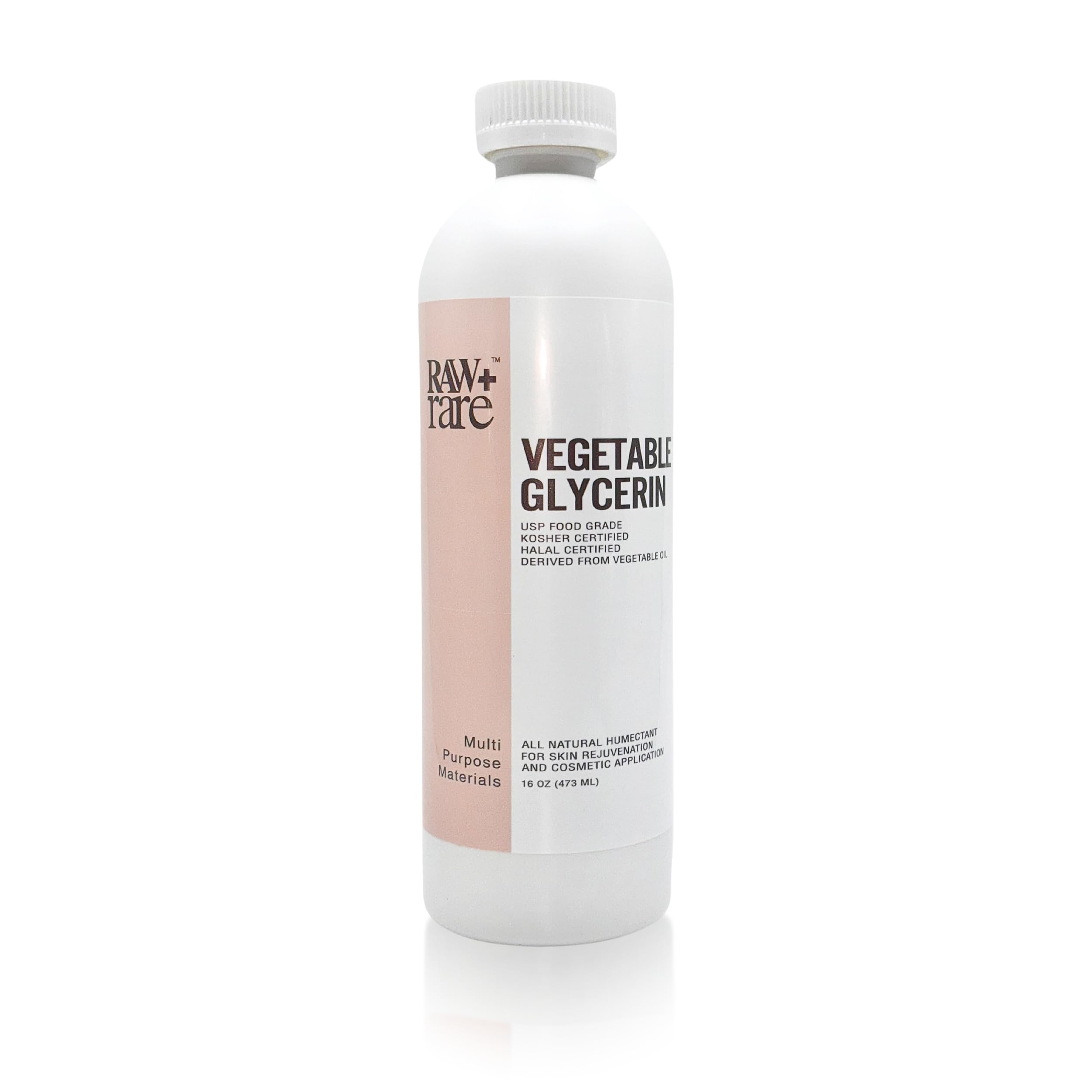 Raw Plus Rare organic vegetable glycerin bottle pour showing moisturization potential.