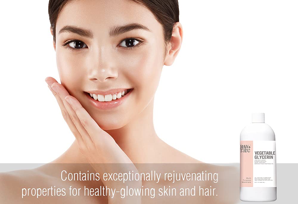 Raw Plus Rare glycerin glass-jar captures clear, viscous texture for skin care.