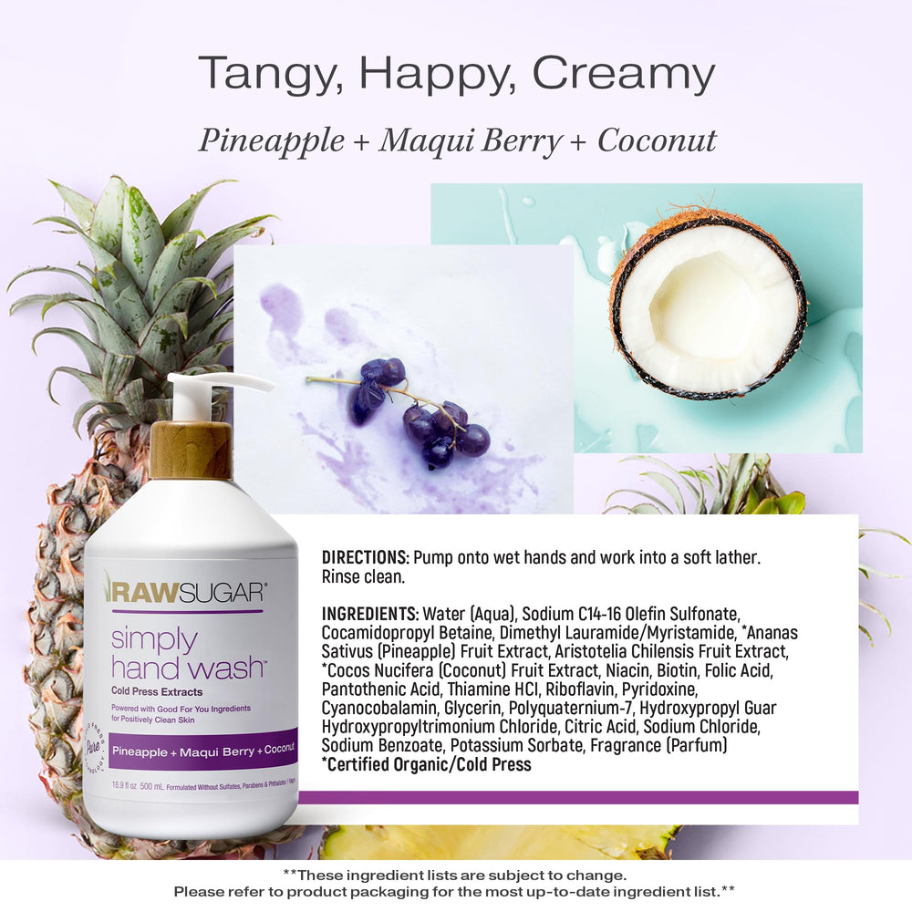 RAW SUGAR coconut bottle features tropical notes for refreshing hand cleansing